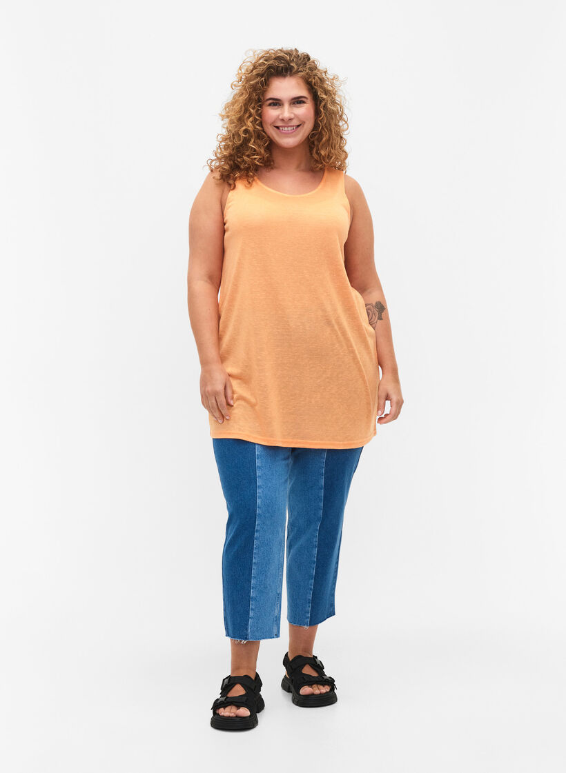 Top with structure and round neckline, Mock Orange, Model image number 2