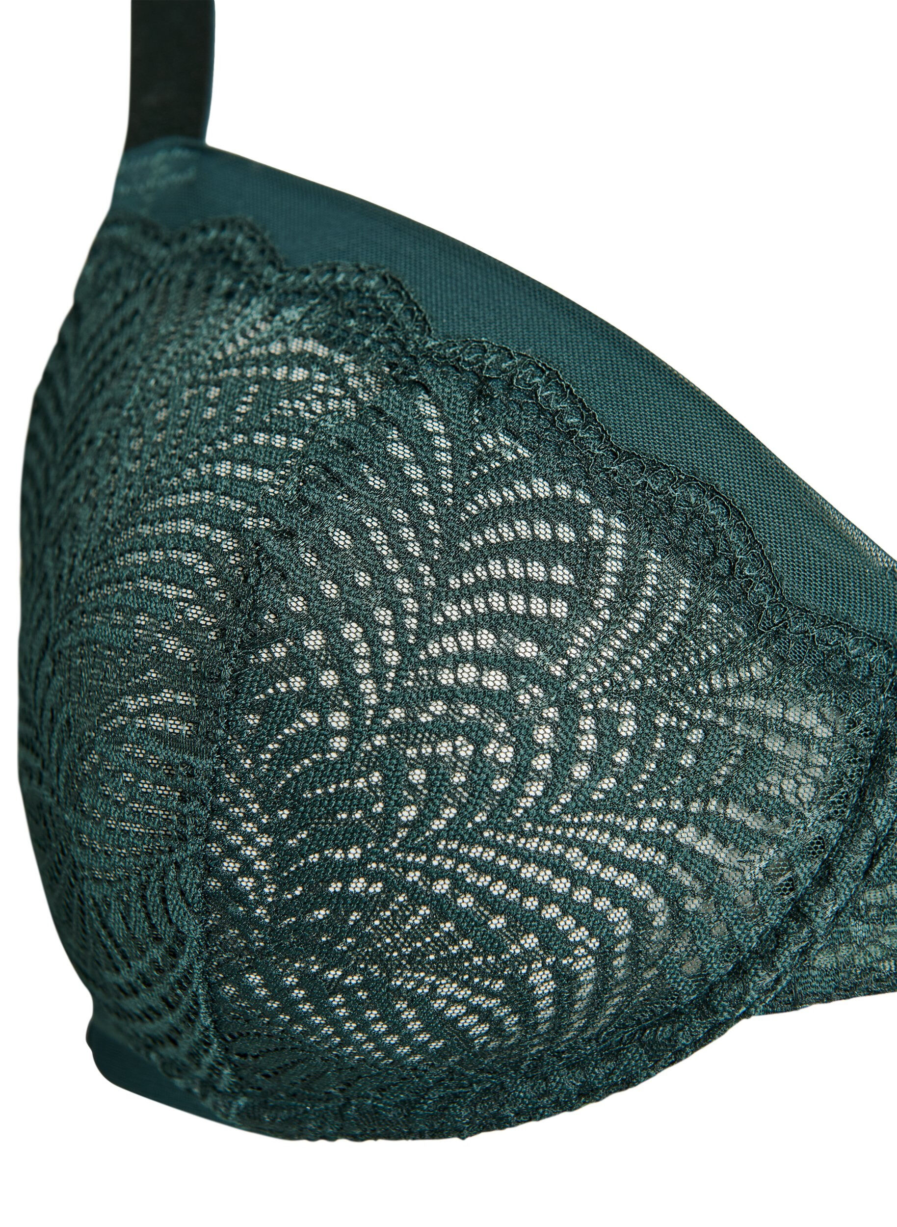Zizzifashion Full cover bra with underwire and lace, Green, Packshot image number 2