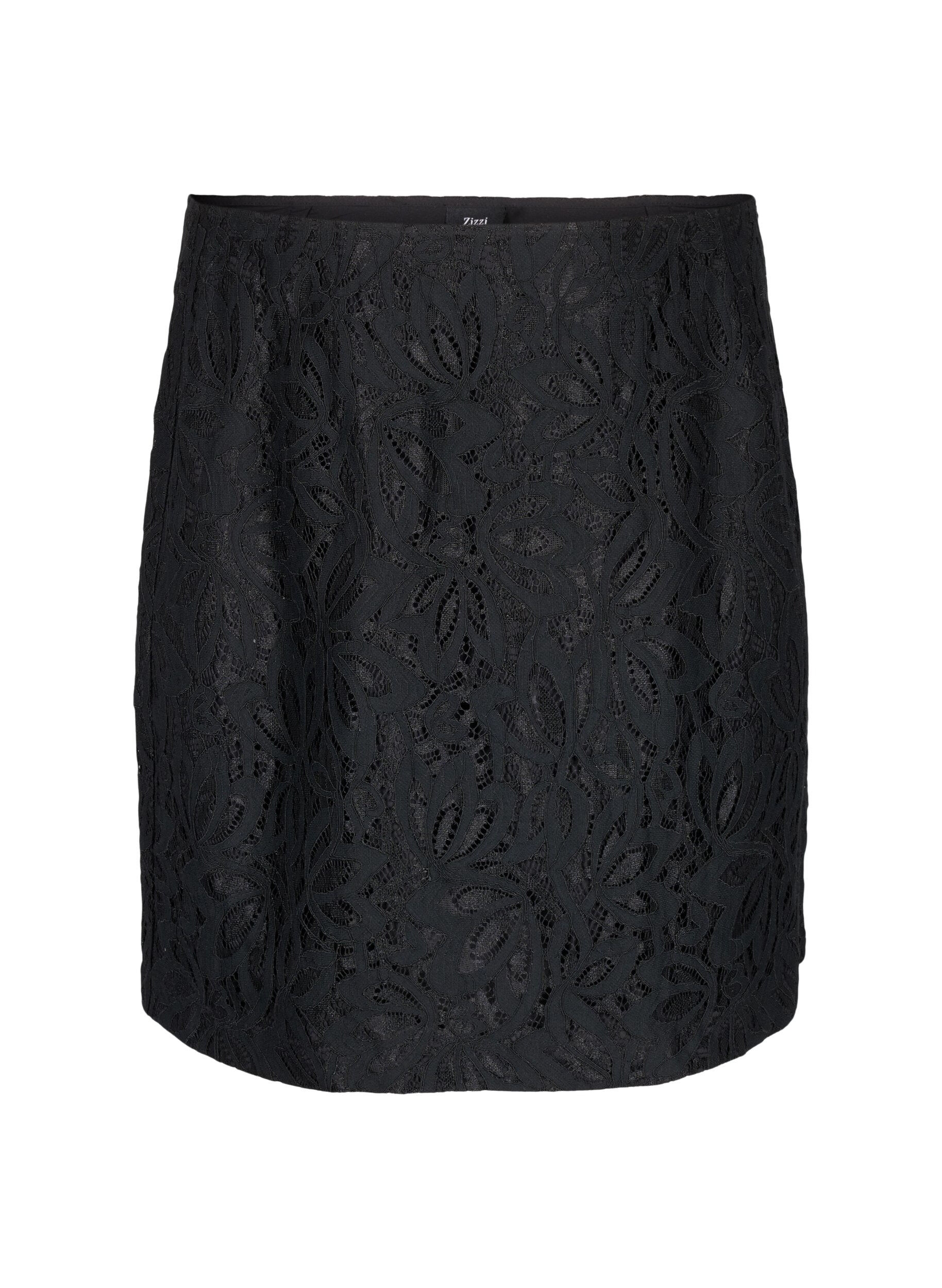 Zizzifashion Short lace skirt, Black, Packshot image number 0