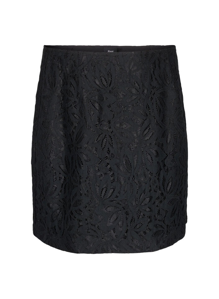 Short lace skirt, Black, Packshot image number 0