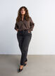 Checked shirt with rhinestones, Brown, Model image number 1