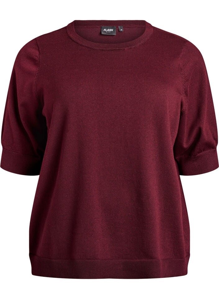 Fine-knit blouse with short sleeves, Red, Packshot image number 0