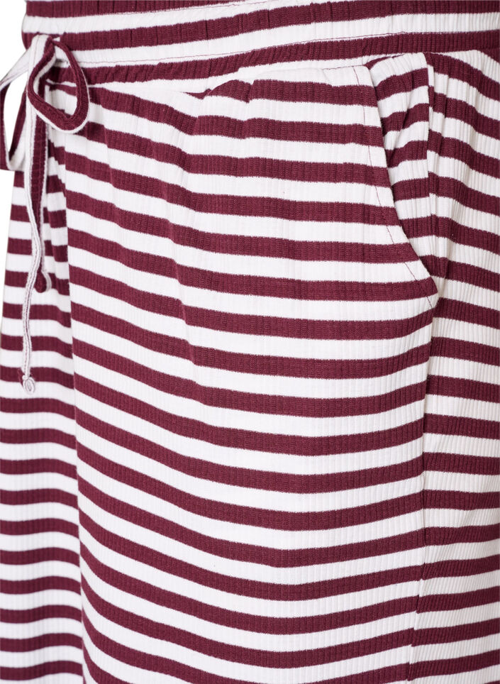 Striped pyjama bottoms with a high waist and wide legs, Red, Packshot image number 2