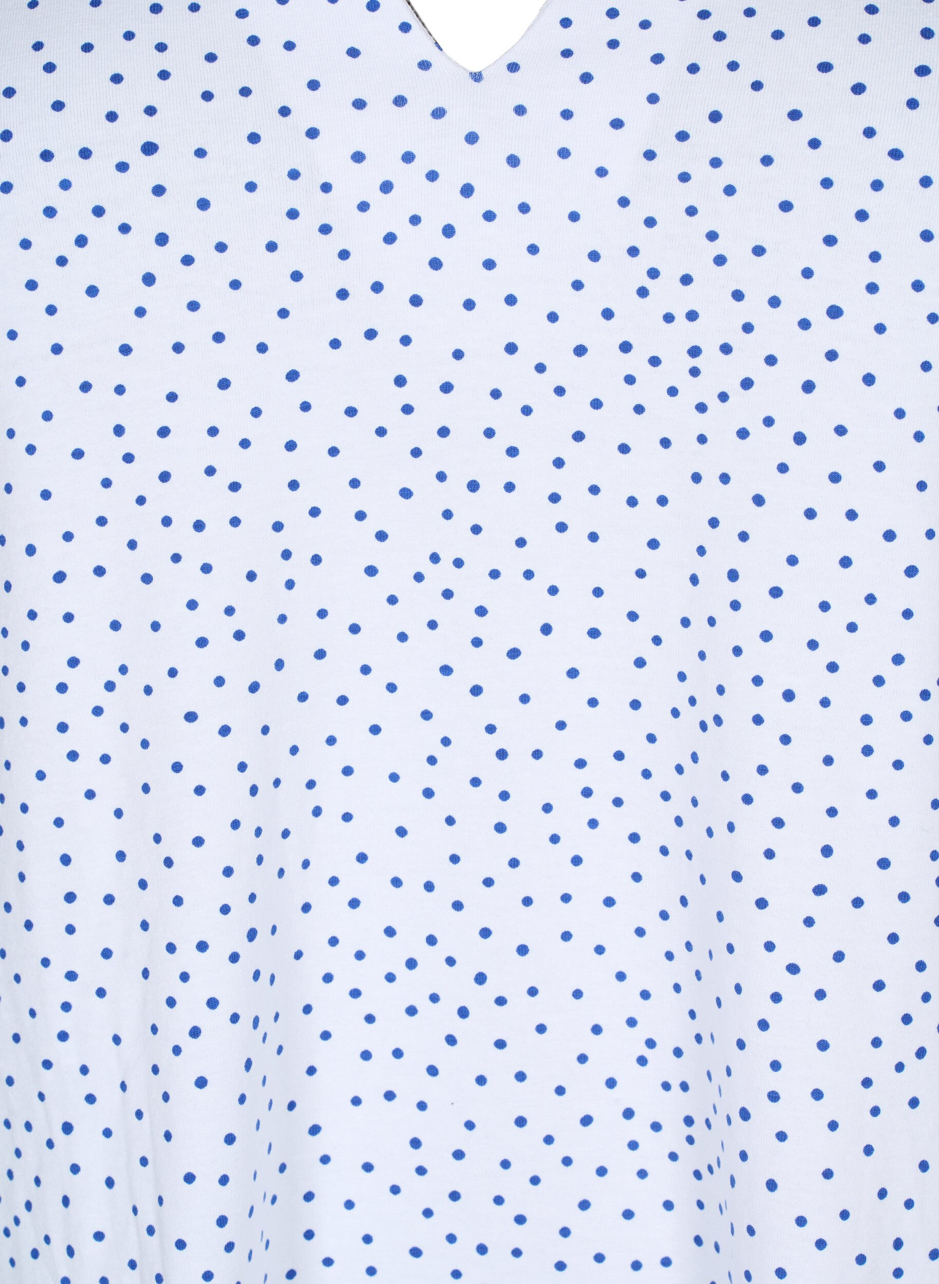 Zizzifashion Cotton t-shirt with dots and v-neck, B.White/S.T.W Dot, Packshot image number 2