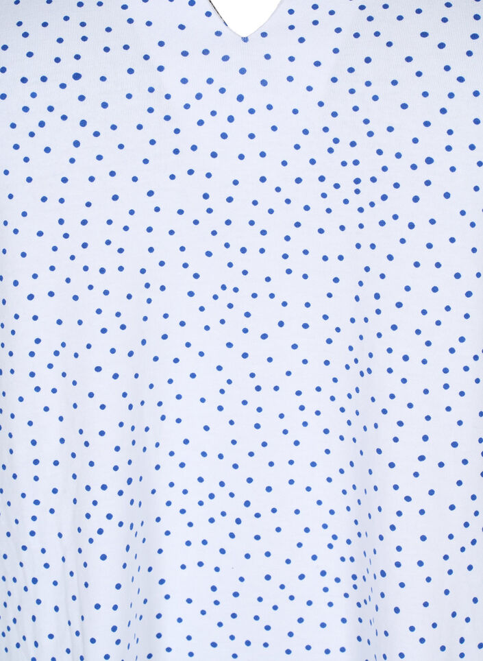 Cotton t-shirt with dots and v-neck, B.White/S.T.W Dot, Packshot image number 2