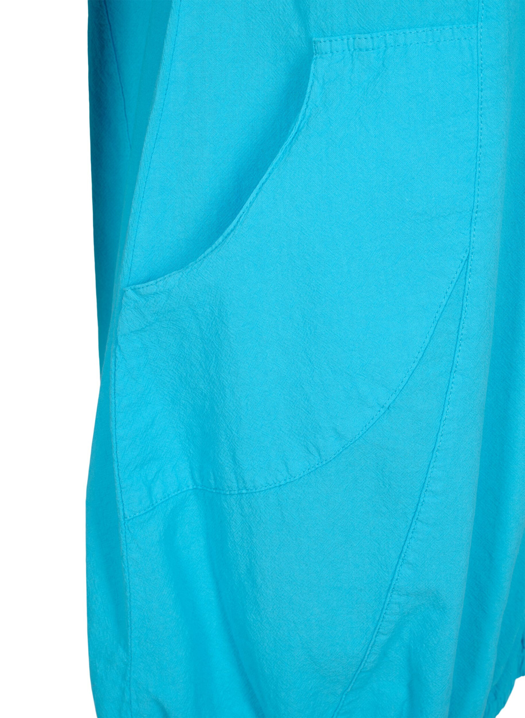 Zizzifashion Short-sleeved cotton dress, Blue, Packshot image number 3