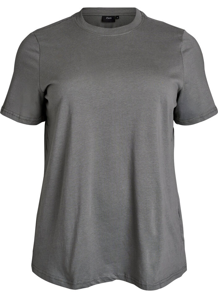 Basic cotton T-shirt with round neck, Grey, Packshot image number 0