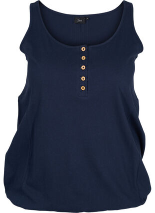 Block coloured cotton top with elastic along the bottom, Navy Blazer, Packshot image number 0