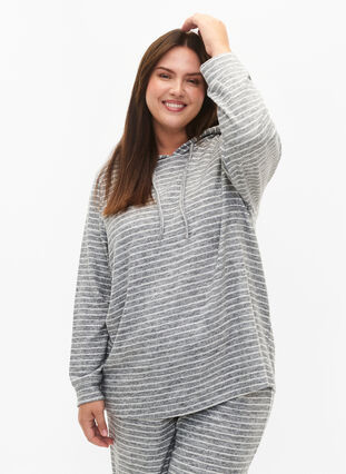 Loose hoodie with stripes, DGM Stripe, Model image number 0