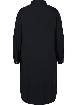 Long shirt dress in viscose, Black, Packshot image number 1