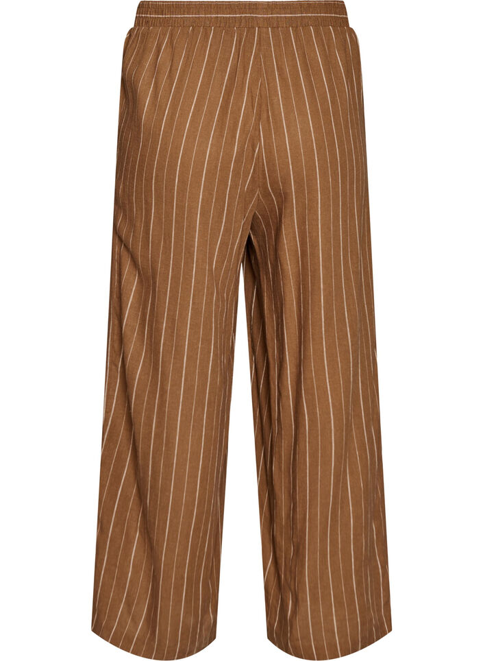 Wide-leg linen and viscose trousers, Brown, Packshot
