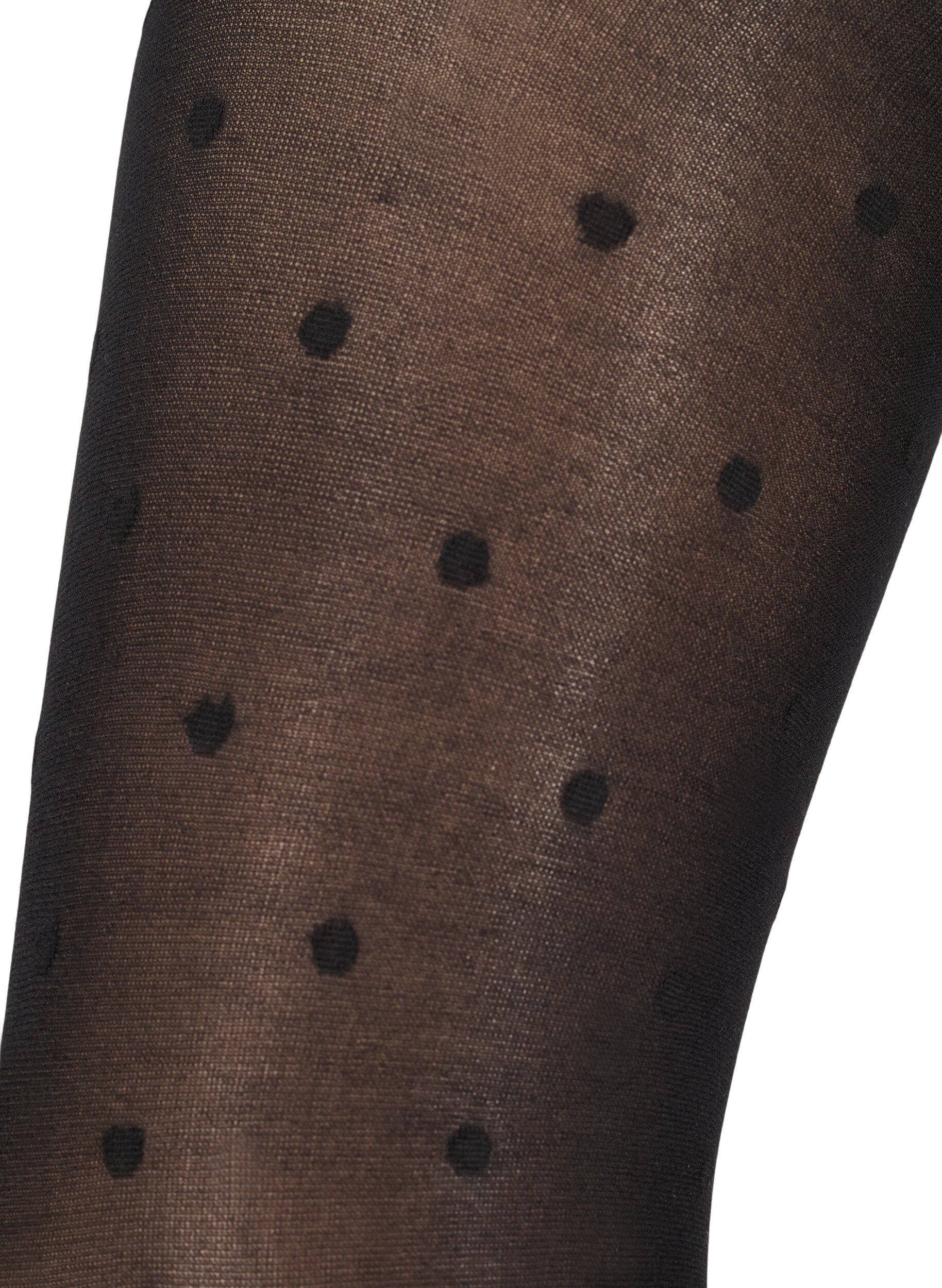 Zizzifashion 40 denier polka dotted tights, Black, Packshot image number 1