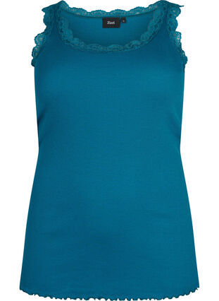 Top with lace trim, Blue Coral, Packshot image number 0