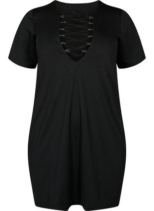 Reversible dress with string detail, Black, Packshot image number 0