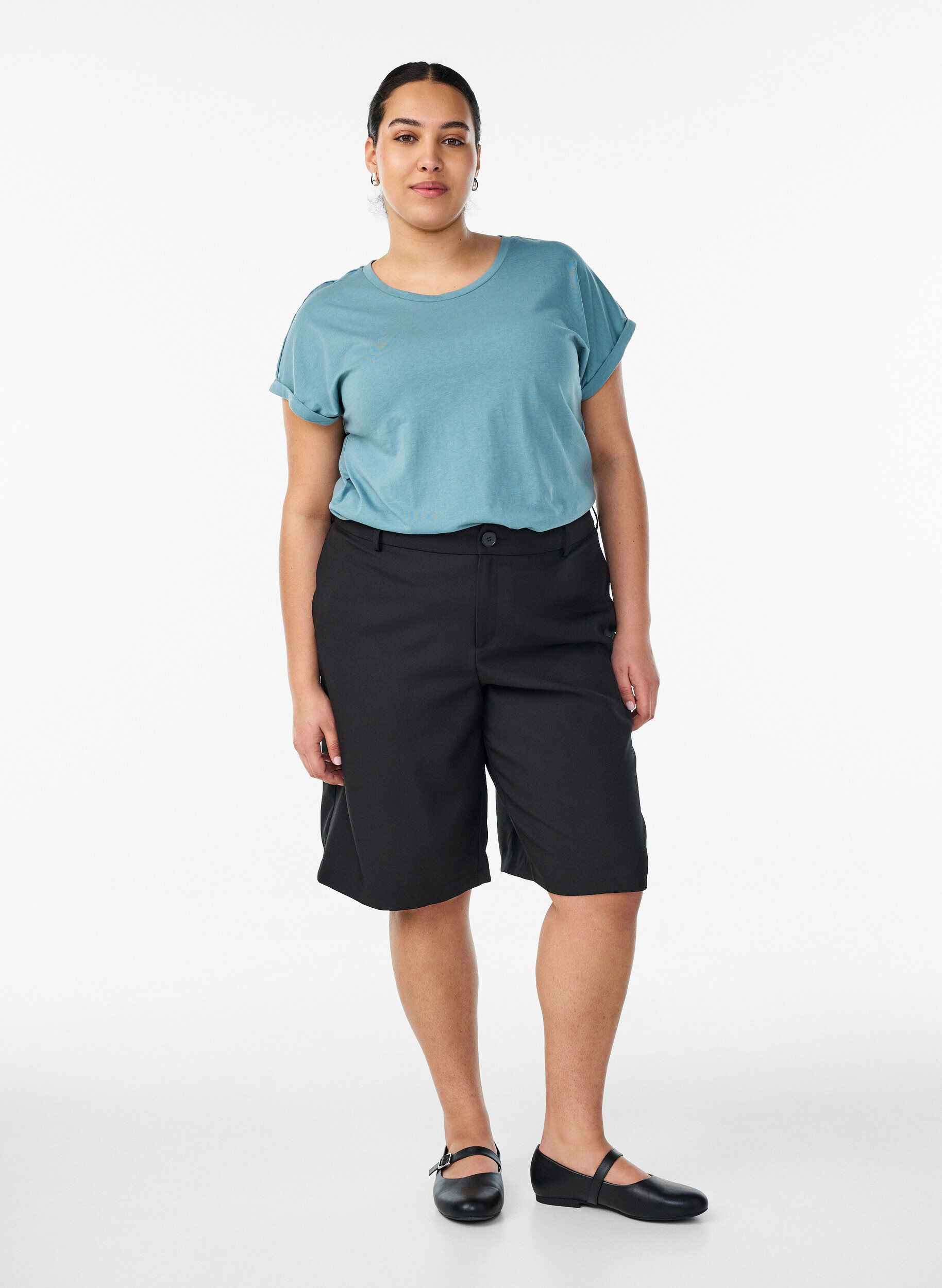 ZizzifashionShort sleeved cotton blend t-shirt, Blue, Model image number 1