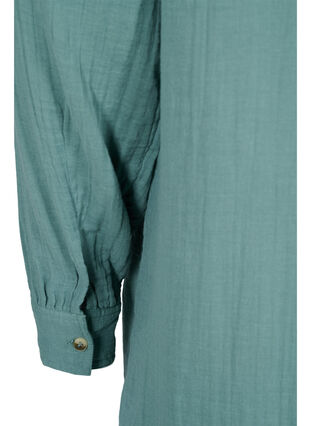 Long cotton shirt with a classic collar, Sagebrush Green, Packshot image number 3