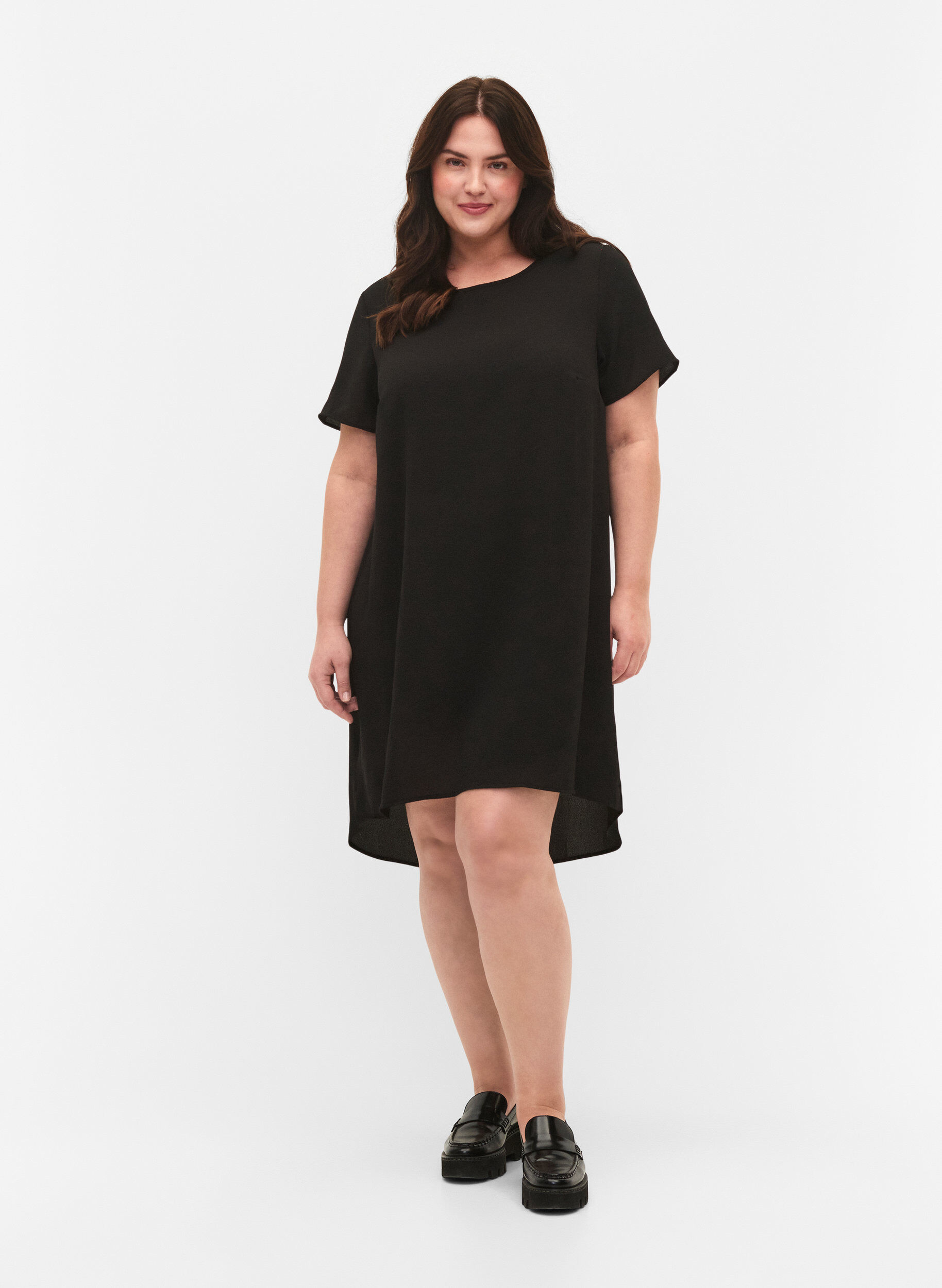 Zizzifashion Dress with short sleeves, Black, Model image number 1