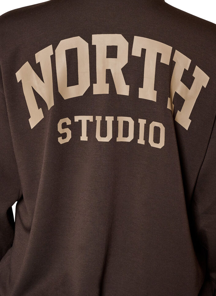 Sporty bomber cardigan with zip and high collar, Brown, Packshot image number 4