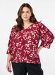 Blouse with V-neck and 3/4-sleeves, Red, Model image number 0