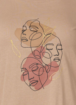 Cotton t-shirt with round neck and print, Natural FACE, Packshot image number 2