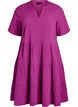 Knee-length cotton muslin dress with an A-line cut, Purple, Packshot image number 0