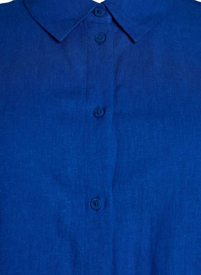 Short-sleeved shirt in linen and viscose, Blue, Packshot image number 2
