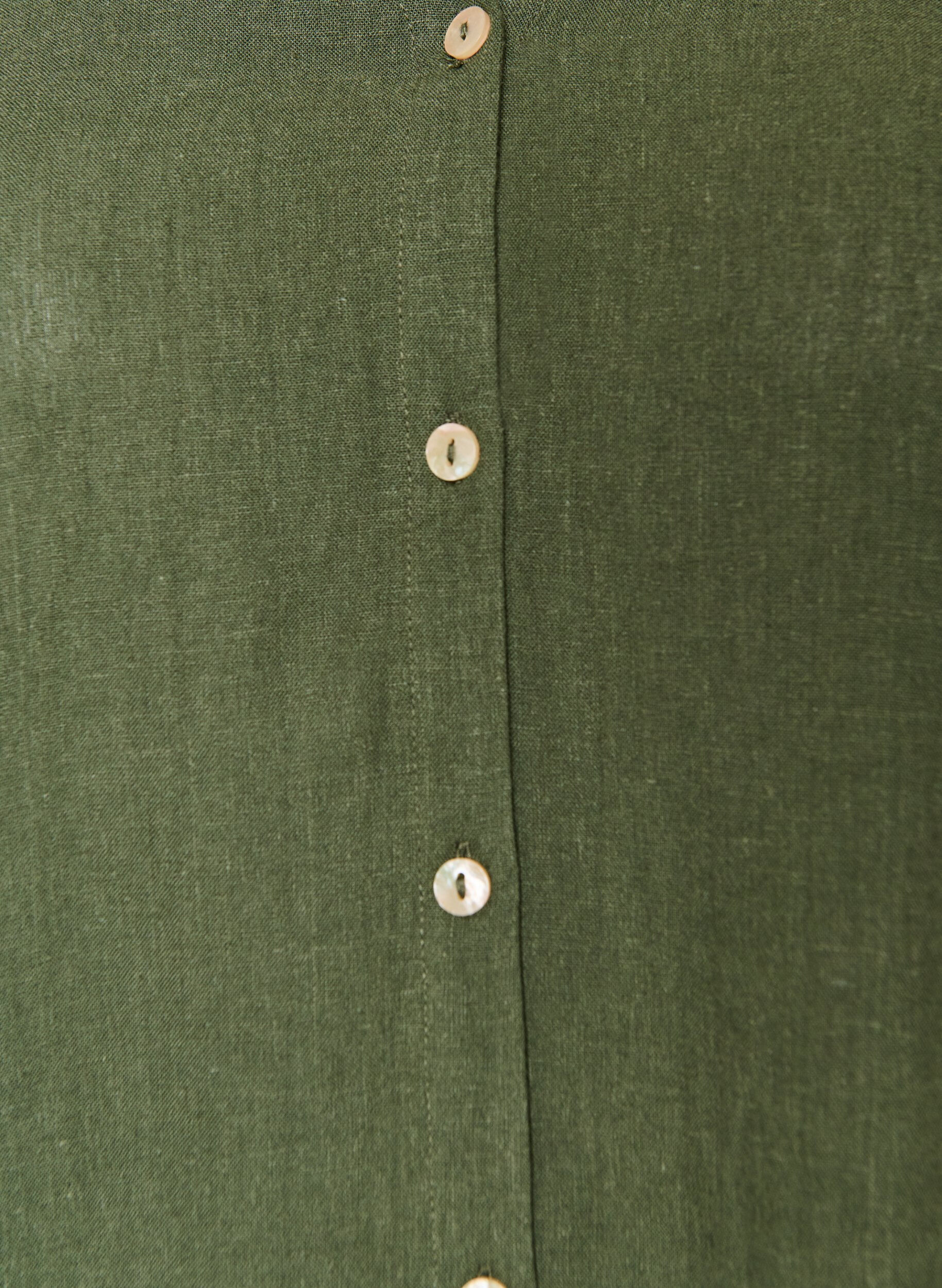 ZizzifashionBlouse in linen and viscose with V-neck, Green, Packshot image number 2