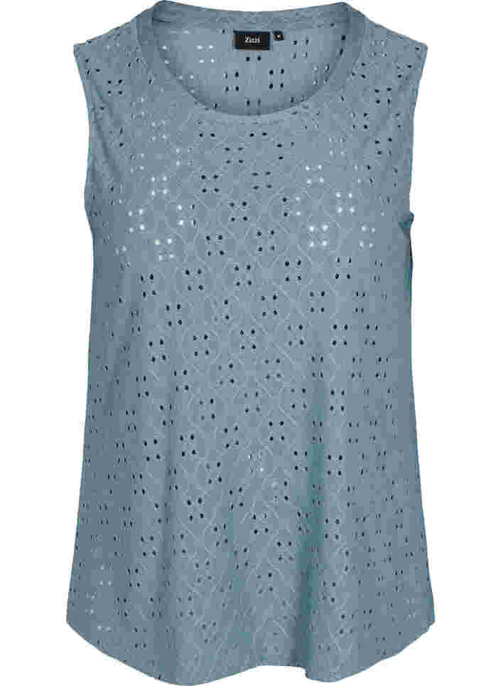 Top with broderie anglaise, Goblin Blue, Packshot image number 0