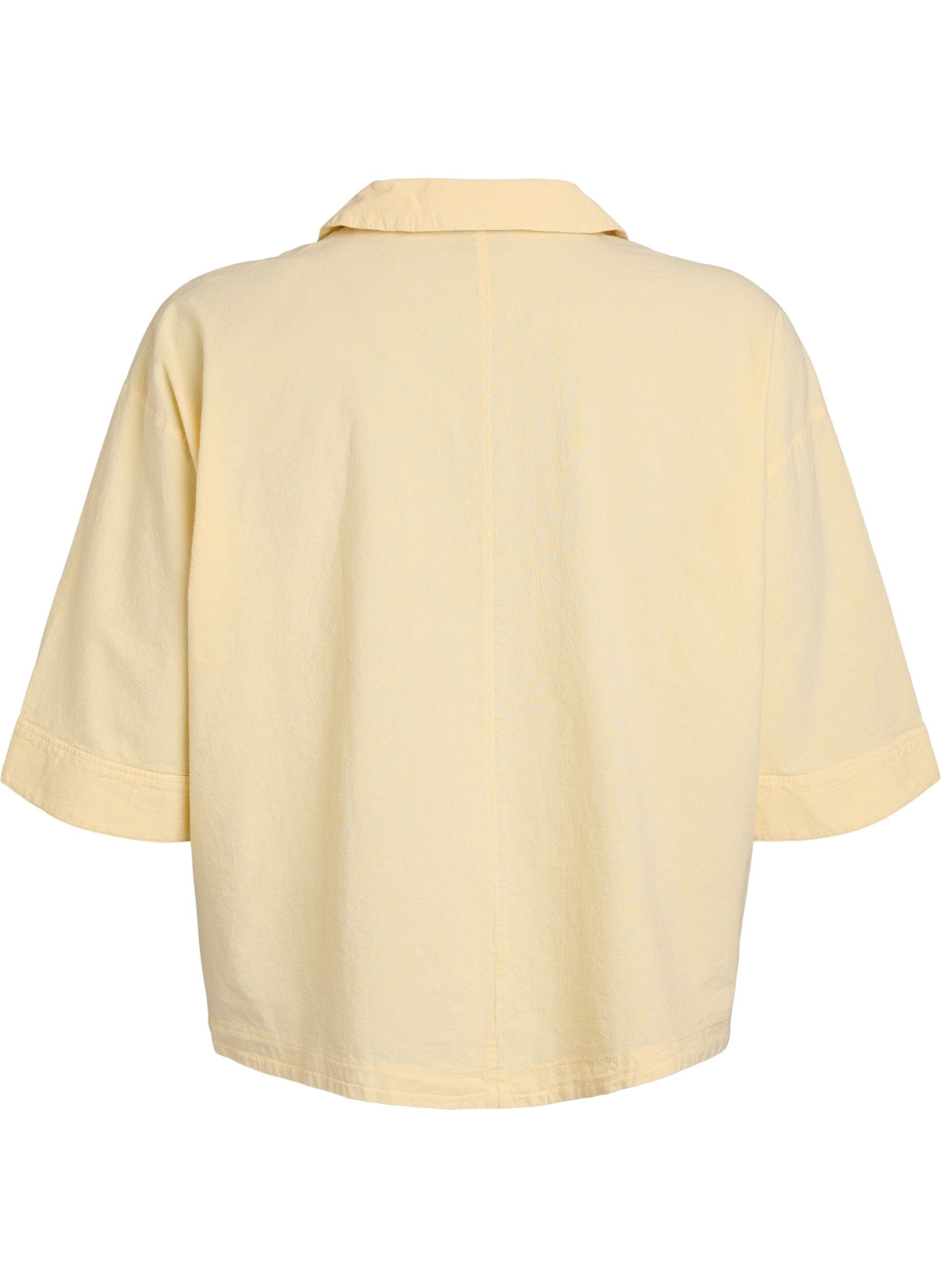 Zizzifashion Loose blouse with collar and 1/2 sleeves, Yellow, Packshot image number 1