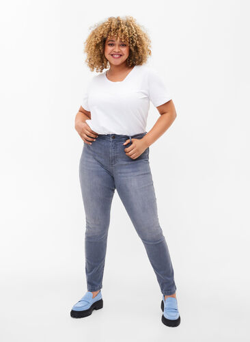 Extra slim Amy jeans with high waist, Grey Denim, Model image number 0