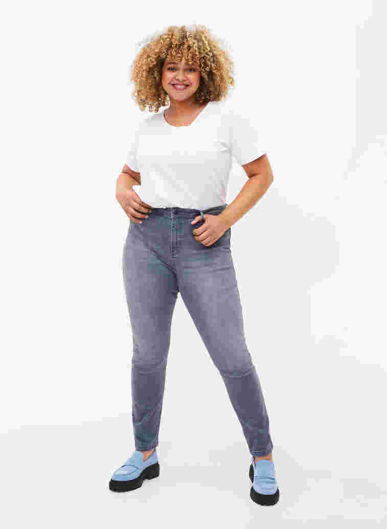 Extra slim Nille jeans with high waist, Grey Denim, Model