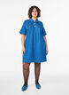 Short denim dress with dots, Blue, Model image number 1