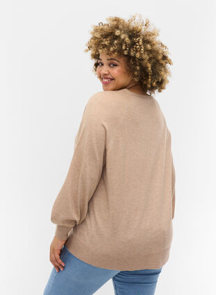 Marled knitted sweater with ribbed structure, Nomad Mel, Model image number 1