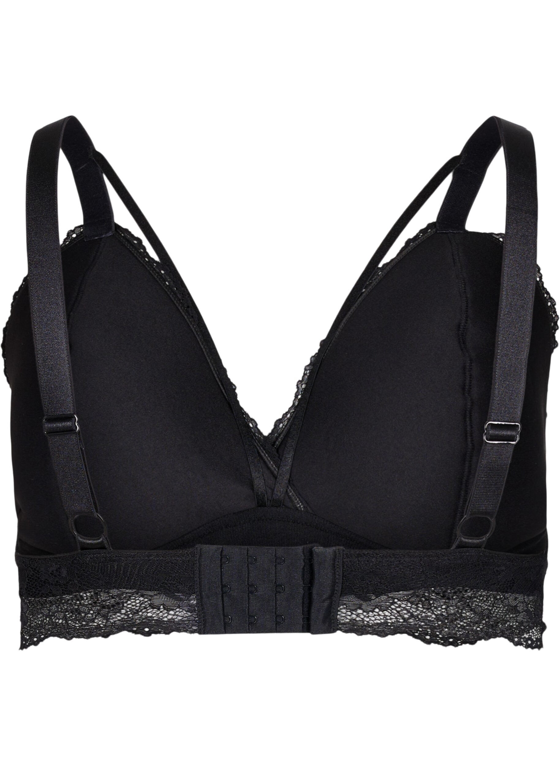 Zizzifashion Lace bra with string details, Black, Packshot image number 1