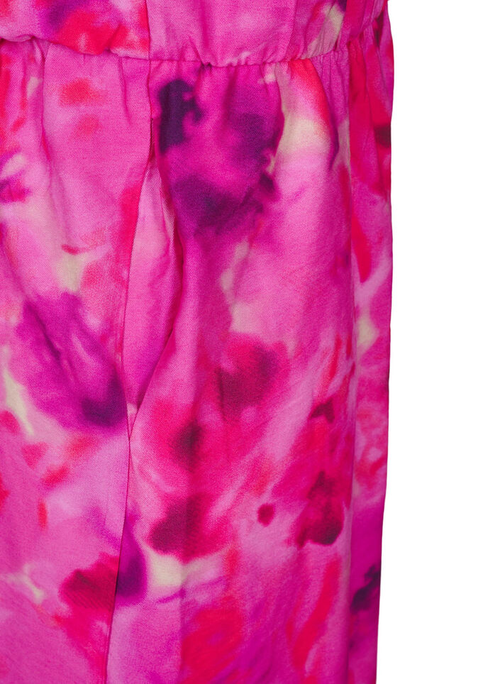 Floral jumpsuit with batwing sleeves, Pink Rose AOP, Packshot image number 3
