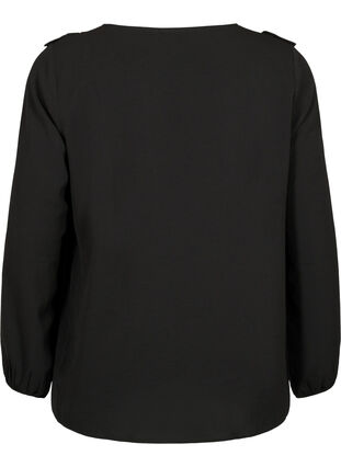 Long sleeved blouse with ruffles, Black, Packshot image number 1
