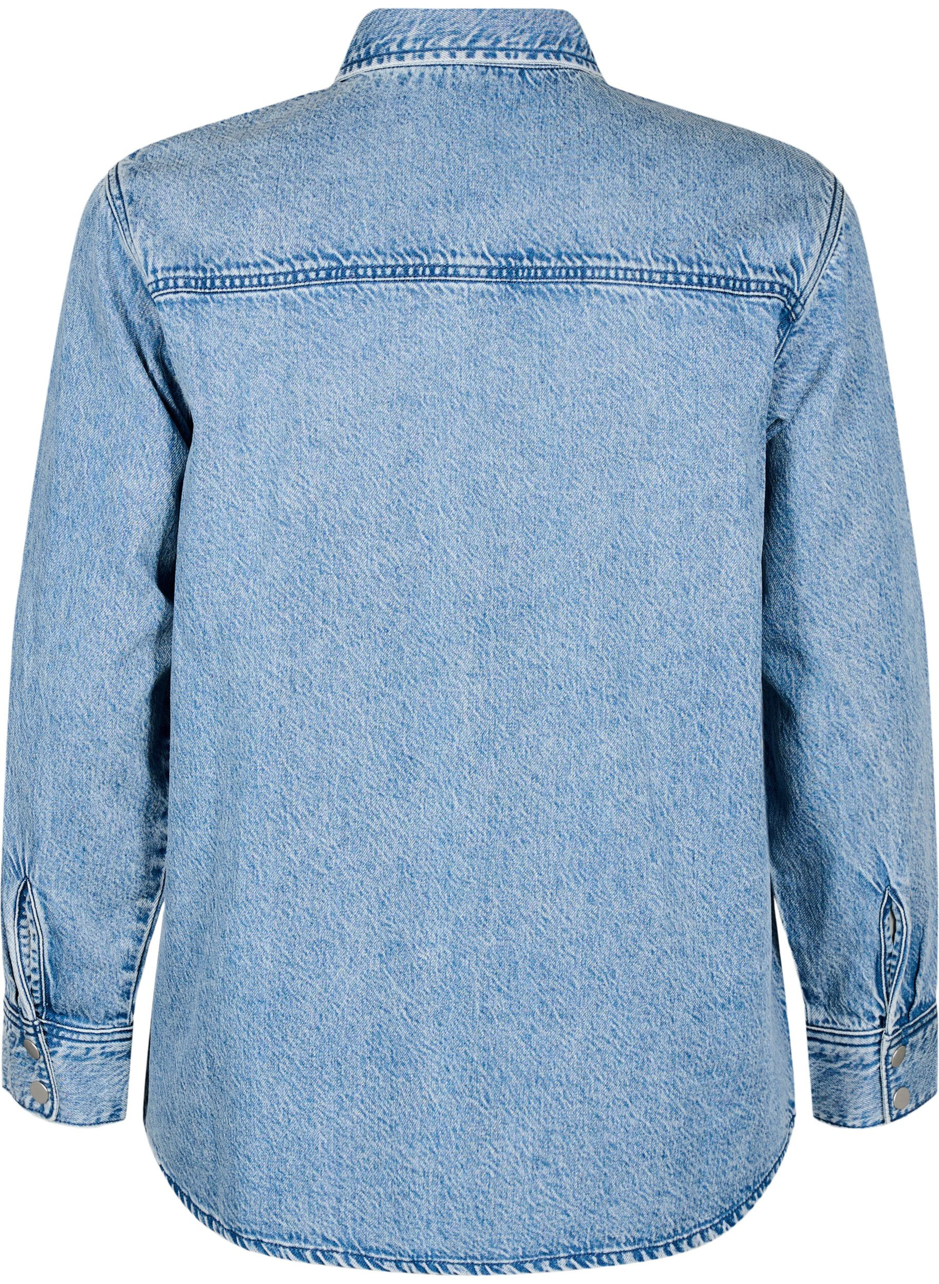 Zizzifashion Denim shirt with chest pockets, Light Blue, Packshot image number 1