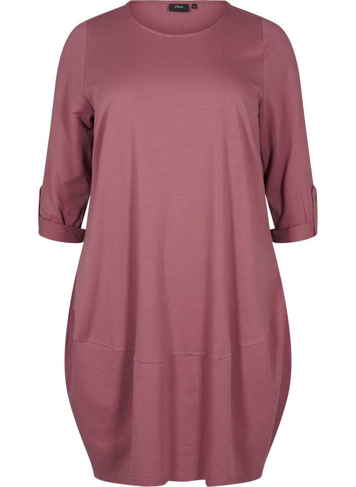 Balloon dress in cotton with pockets, Rose, Packshot image number 0