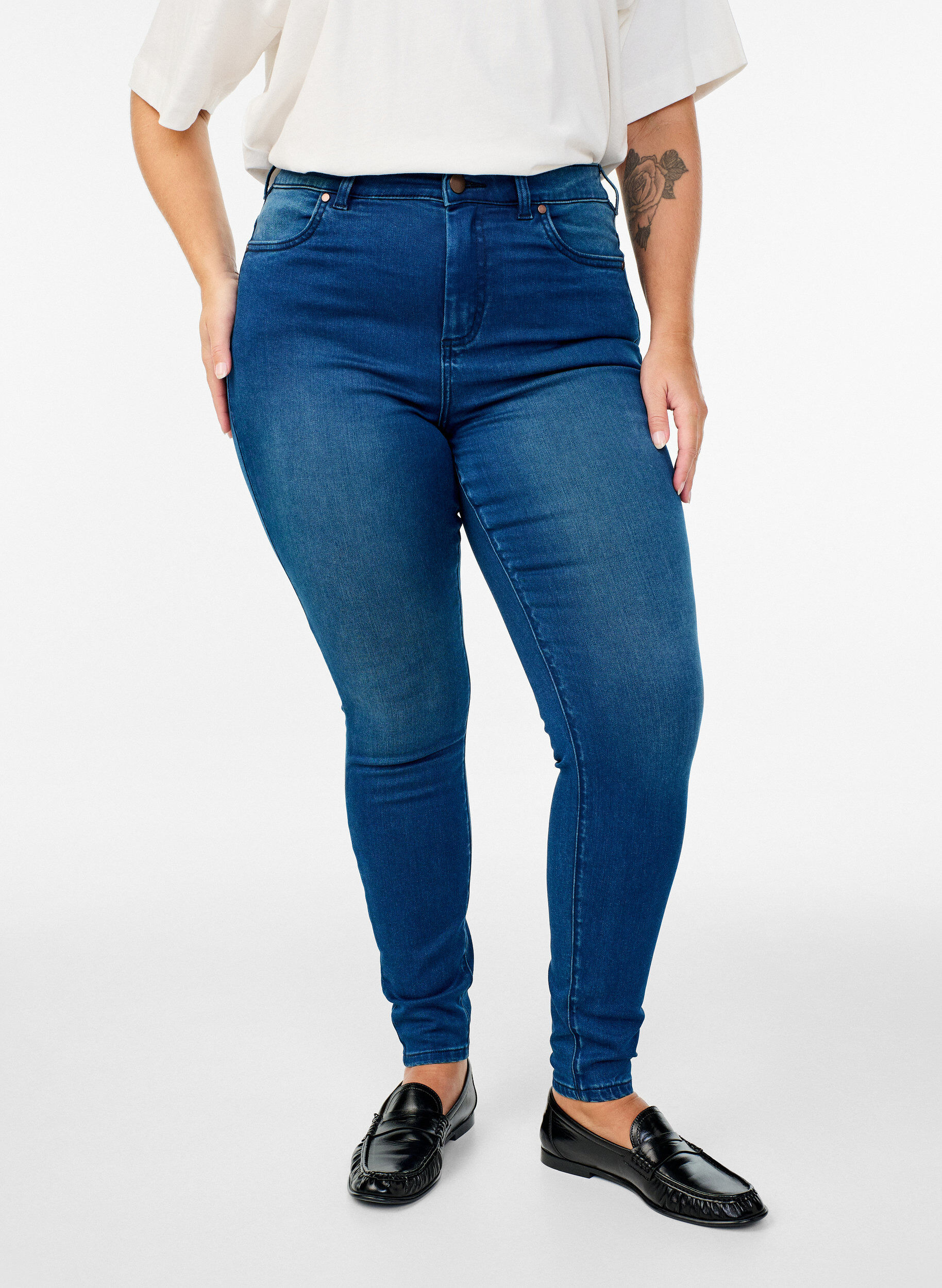 ZizzifashionSuper slim Amy jeans with high waist, Blue, Model image number 2