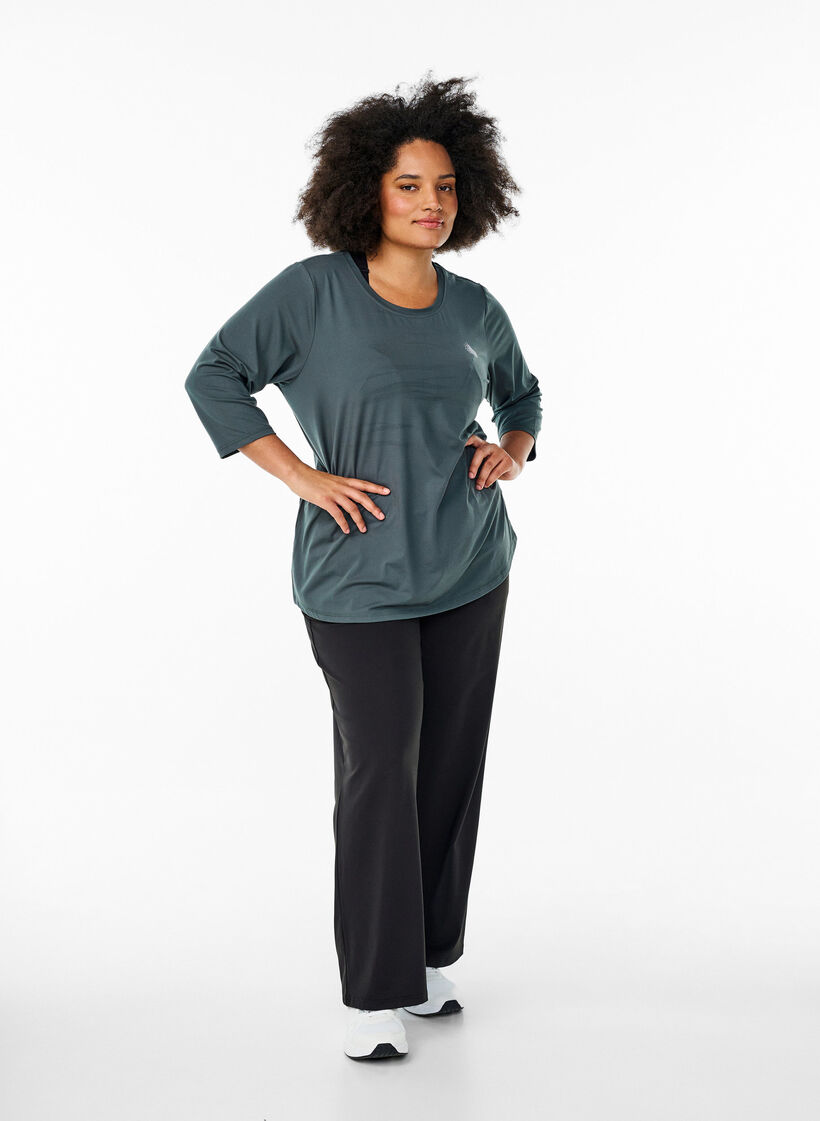 Sports top with 3/4 sleeves, Grey, Model image number 1