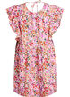 Floral cotton dress with ruffles and V-neck, Pink, Packshot image number 1