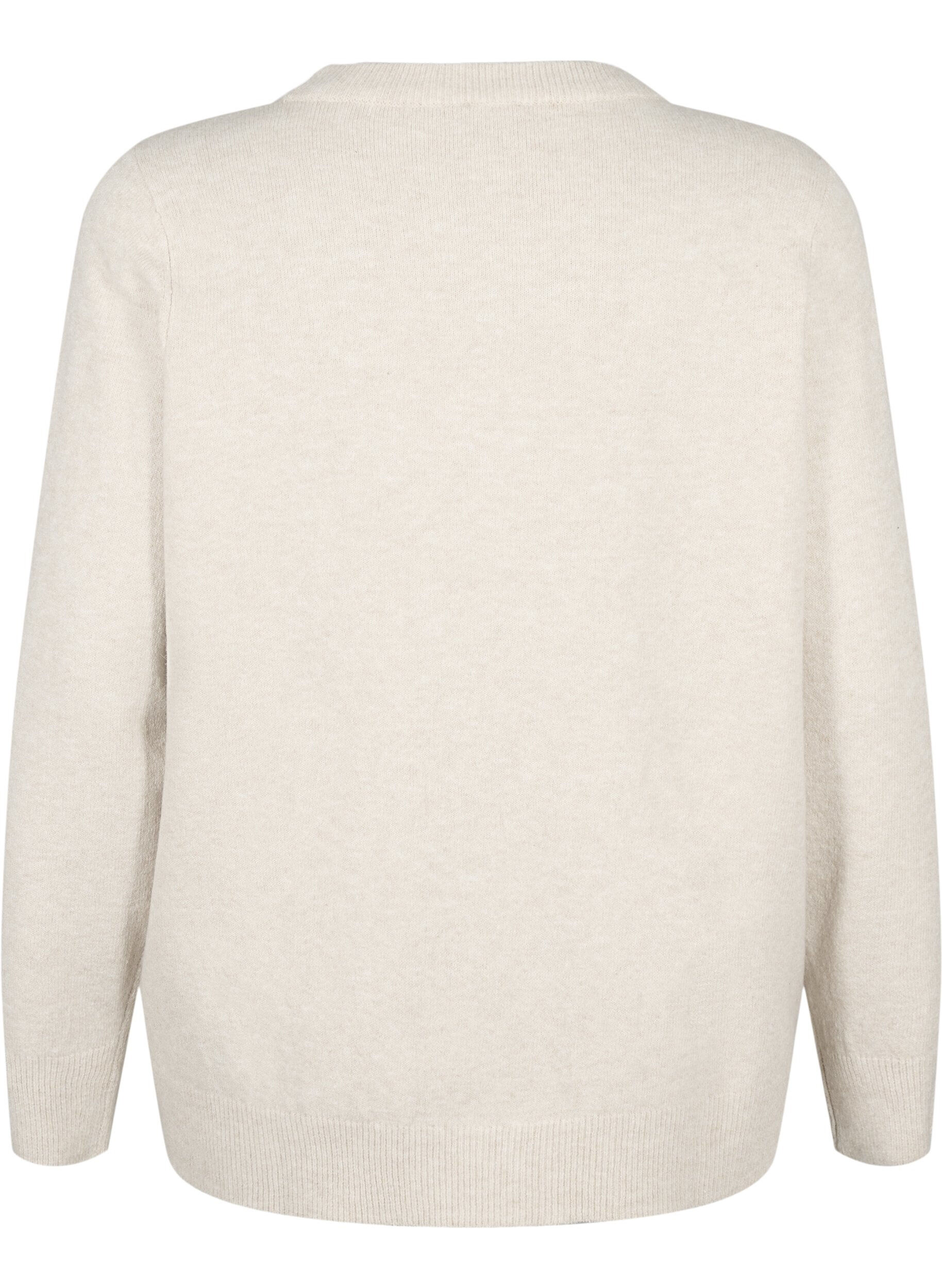 Zizzifashion Long-sleeved pullover with round neck	, Pumice Stone Mel., Packshot image number 1