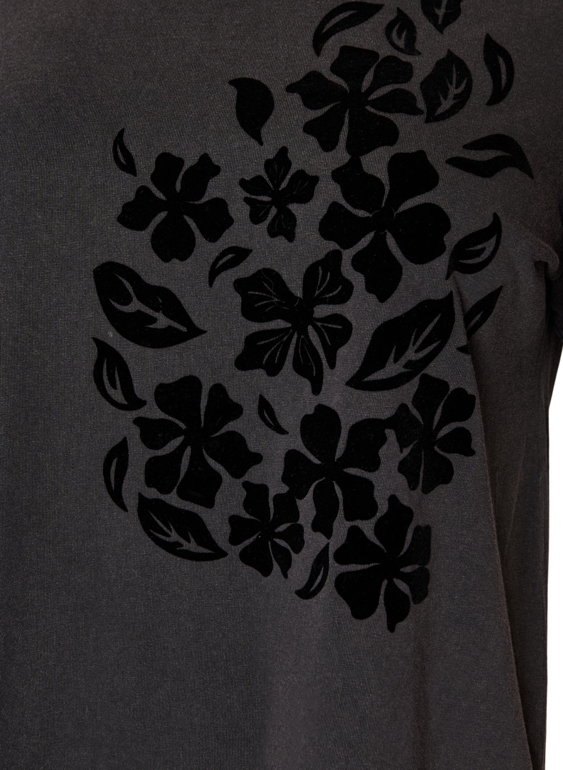 ZizzifashionOrganic cotton t-shirt with print, Dark Grey, Packshot image number 2