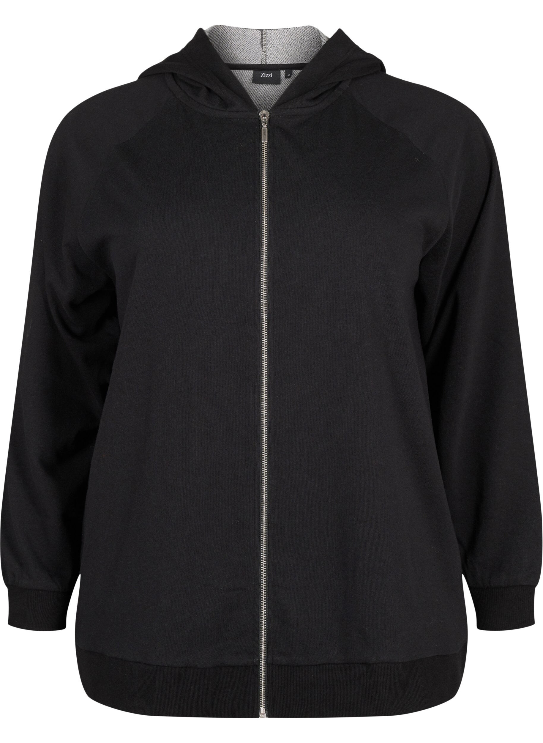 Sweat cardigan with a hood and pockets