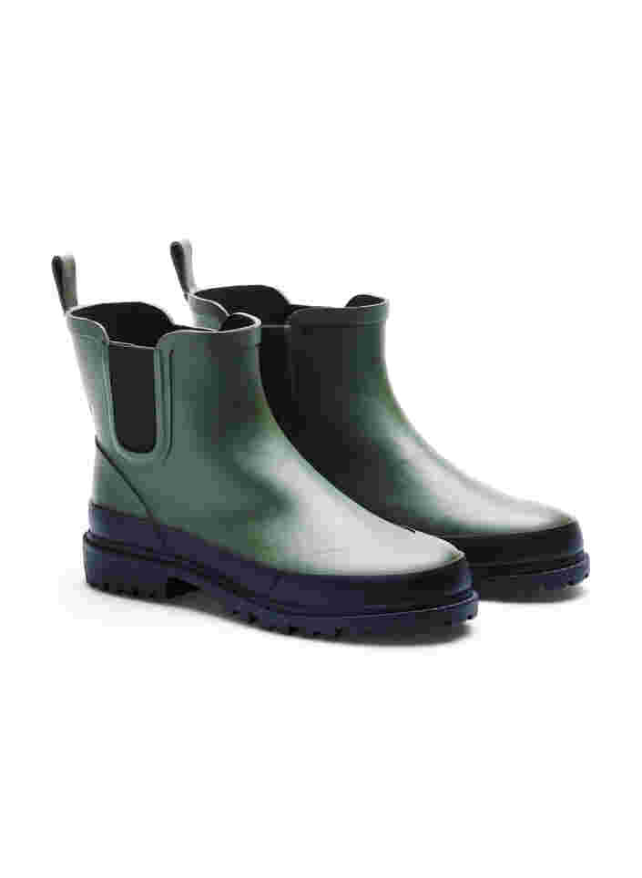 Short rubber boot in wide fit, Army Green/Black, Packshot image number 1
