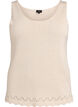 Sleeveless knitted top with scallop edge, Sandshell, Packshot image number 0