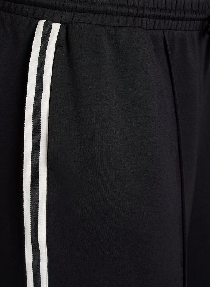 High-waisted shorts with stripe details, Black, Packshot image number 2