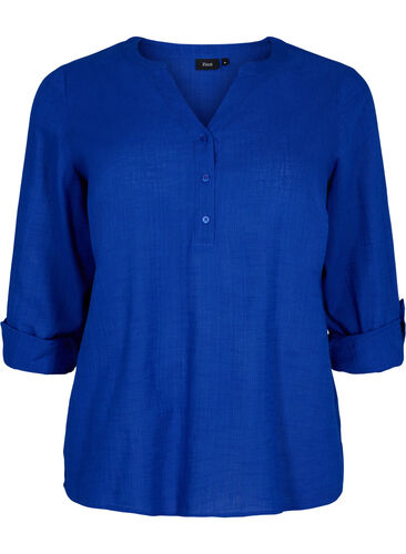 Shirt blouse in cotton with a v-neck, Surf the web, Packshot image number 0
