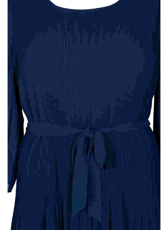Pleated dress with tie belt, Navy Blazer, Packshot image number 2