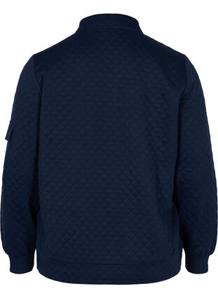 Quilted sweatshirt with zip, Navy Blazer, Packshot image number 1